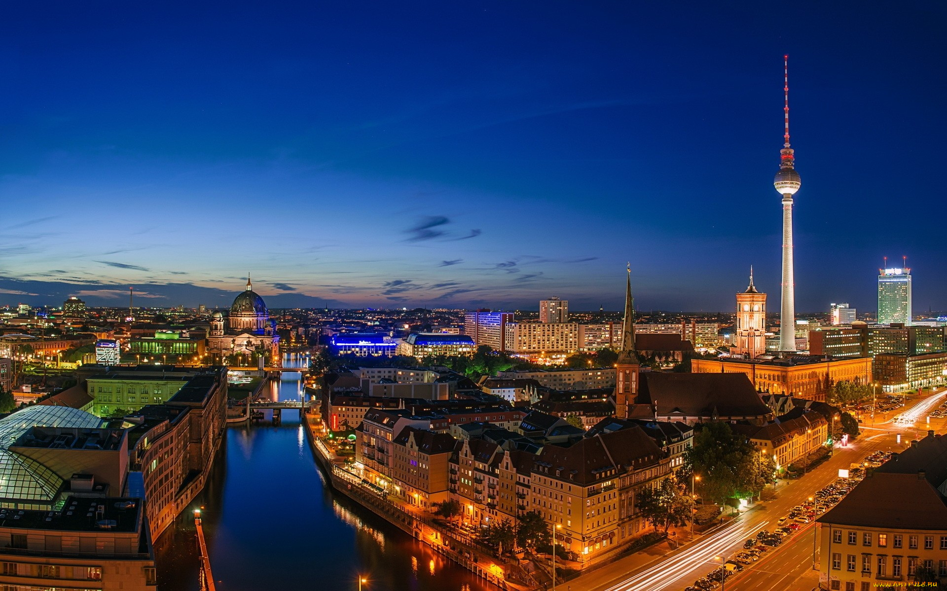 Обои Города Берлин (Германия), обои для рабочего стола, фотографии города,  берлин , германия, панорама, огни, река, башня, улицы, здания, столица, дома,  берлин Обои для рабочего стола, скачать обои картинки заставки на рабочий